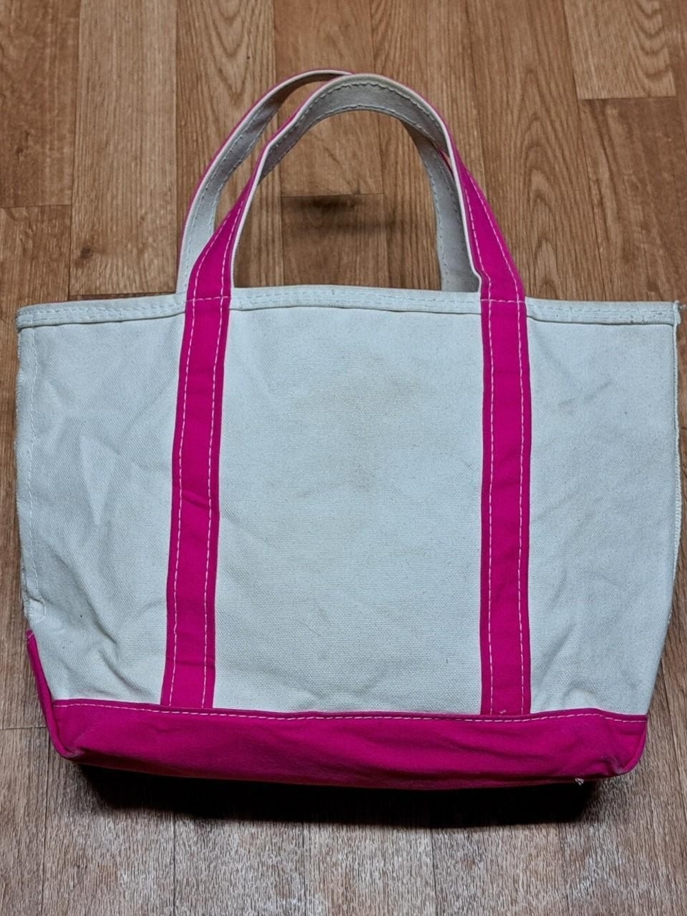 Vintage L.L.Bean Canvas Tote Bag Cream & Pink